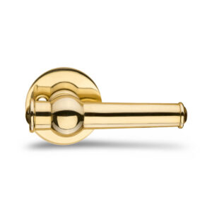 Brass Door Handle, Internal doors, ALMANN 98 on Modern rosette