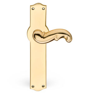 Brass Door Handle, Internal doors, WEINGARDEN 84 on HAUSER 42 Backplate