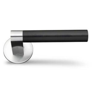 Door Handles, GRATA by Friis & Moltke Design, Black plastic + Matt brushed stainless steel (AISI 304)