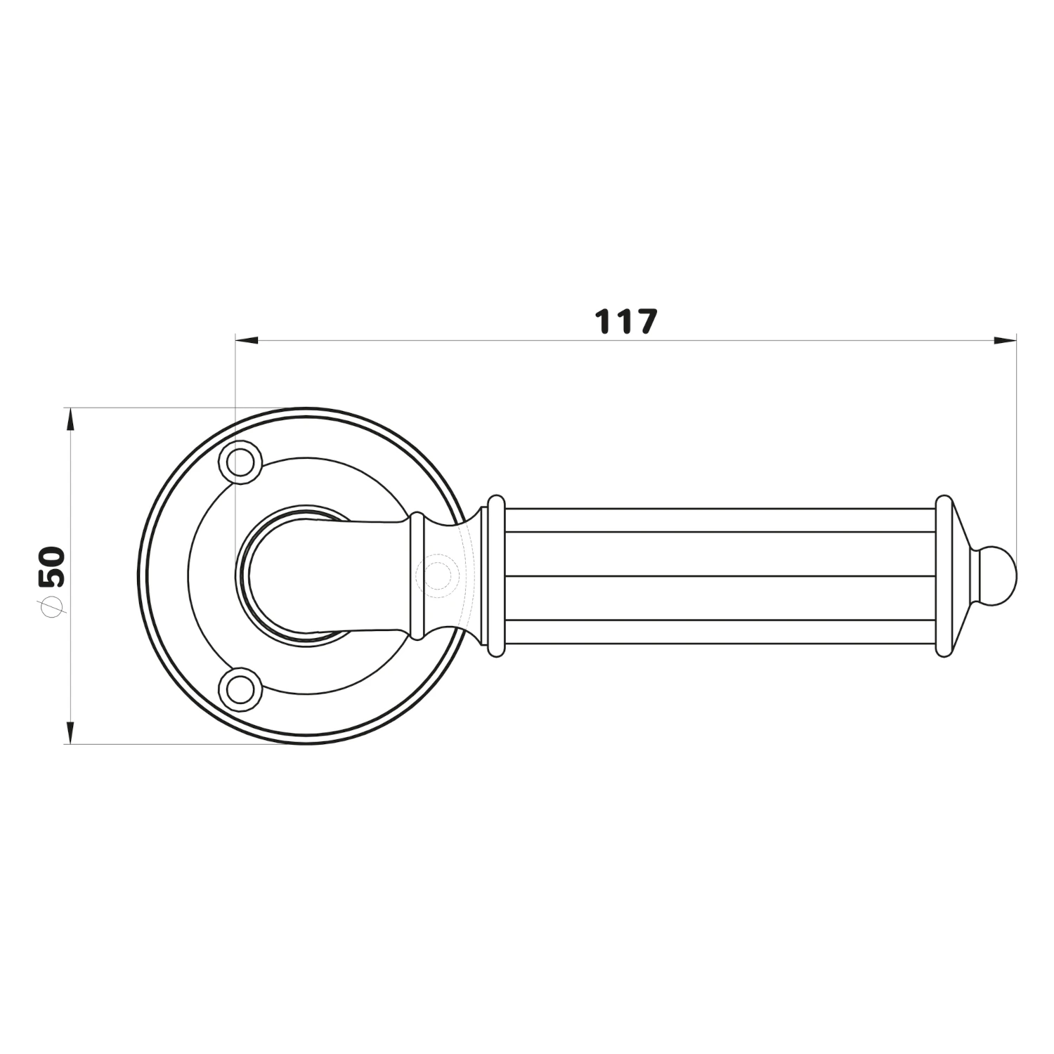 Drawing-door-handle-ASTOR-117-wooden-screw-world-of-handles Drawing - ASTOR door handle
